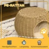 Rieten Kattenmand Met Twee Verdiepingen, Kattenbed, Kattenmandje Met Kussen, Voordeur Voor Katten Onder 3,5 Kg Ø40 X 30 Cm