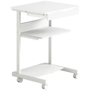 Rolbureau Met Lade En Planken, 4 Wielen, Compact, Spaanplaat, Metaal