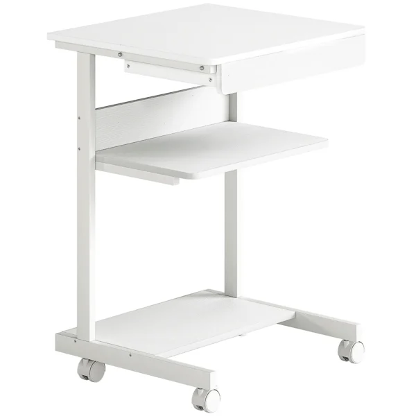 Rolbureau Met Lade En Planken, 4 Wielen, Compact, Spaanplaat, Metaal
