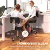 Rolkruk, In Hoogte Verstelbare Salonstoel Van PU leer Met Gevoerde Zitting, Rugleuning En Wielen, Zwart
