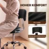 Rolkruk, In Hoogte Verstelbare Salonstoel Van PU leer Met Gevoerde Zitting, Rugleuning En Wielen, Zwart