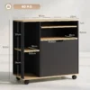 Rollende Keukenwagen Met Opbergruimte, Kast, Verstelbare Planken, Voor Keuken, Woonkamer, Eetkamer, Zwart