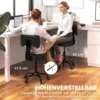 Rollende Kruk, In Hoogte Verstelbare Salonstoel Van PU leer Met Gevoerde Zitting, Rugleuning En Wielen, Zwart