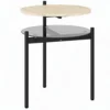 Rond Bijzettafeltje Met Open Glazen Plank Voor Kleine Ruimtes, Woonkamer, Slaapkamer, 41,8 X 39,8 X 53,5 Cm, Eiken