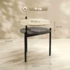 Rond Bijzettafeltje Met Open Glazen Plank Voor Kleine Ruimtes, Woonkamer, Slaapkamer, 41,8 X 39,8 X 53,5 Cm, Eiken
