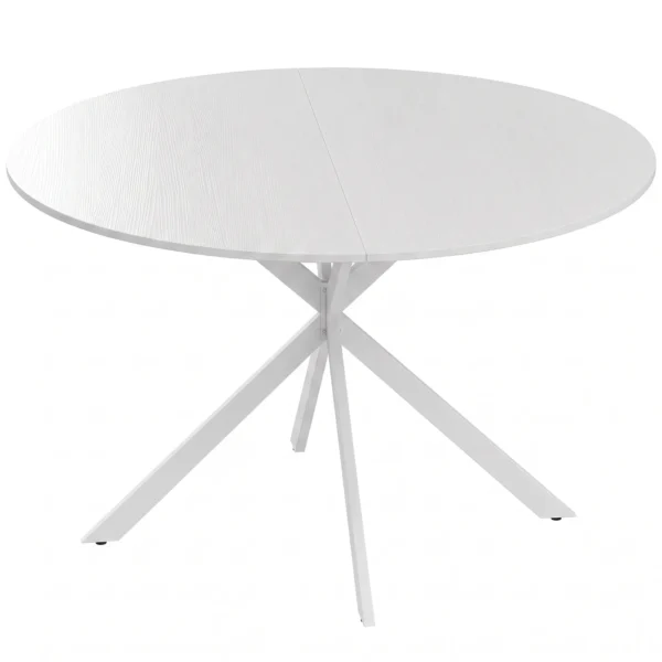 Ronde Eettafel Voor 4 Personen, Keukentafel In Industriële Stijl Met Stalen Poten, Voor Eetkamer, Keuken, Wit