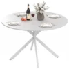 Ronde Eettafel Voor 4 Personen, Keukentafel In Industriële Stijl Met Stalen Poten, Voor Eetkamer, Keuken, Wit