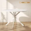 Ronde Eettafel Voor 4 Personen, Keukentafel In Industriële Stijl Met Stalen Poten, Voor Eetkamer, Keuken, Wit