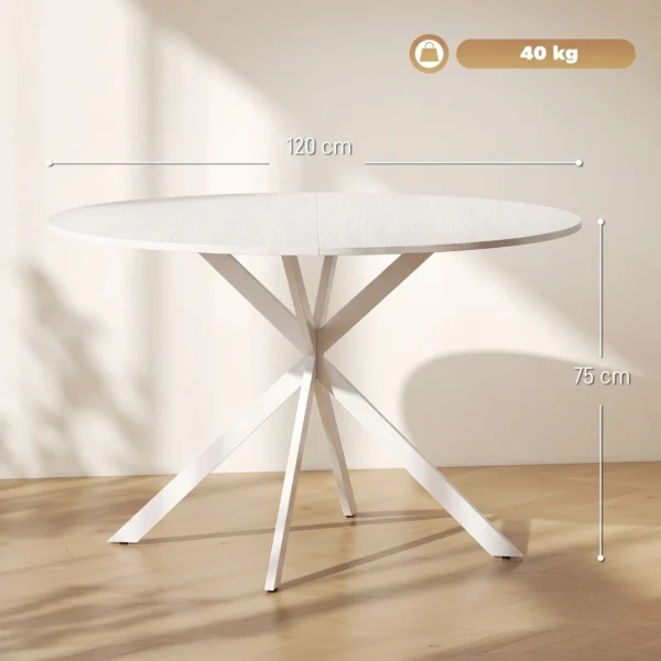 Ronde Eettafel Voor 4 Personen, Keukentafel In Industriële Stijl Met Stalen Poten, Voor Eetkamer, Keuken, Wit