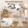 Ronde Eettafel Voor 4 Personen, Keukentafel In Industriële Stijl Met Stalen Poten, Voor Eetkamer, Keuken, Wit