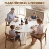Ronde Eettafel Voor 4 Personen, Keukentafel In Industriële Stijl Met Stalen Poten, Voor Eetkamer, Keuken, Wit