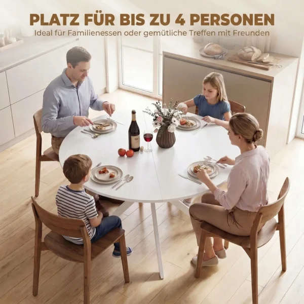 Ronde Eettafel Voor 4 Personen, Keukentafel In Industriële Stijl Met Stalen Poten, Voor Eetkamer, Keuken, Wit