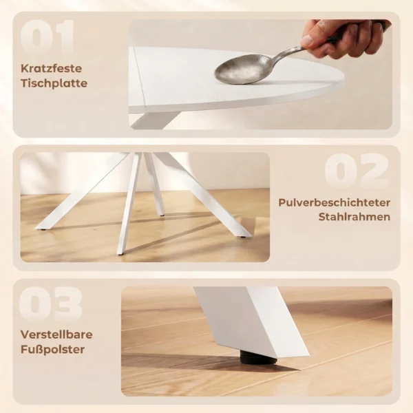 Ronde Eettafel Voor 4 Personen, Keukentafel In Industriële Stijl Met Stalen Poten, Voor Eetkamer, Keuken, Wit