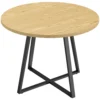 Ronde Eettafel Voor 4 Personen Ronde Keukentafel Stalen Frame 100cm Natuur Zwart