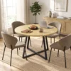 Ronde Eettafel Voor 4 Personen Ronde Keukentafel Stalen Frame 100cm Natuur Zwart