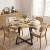 Ronde Eettafel Voor 4 Personen Ronde Keukentafel Stalen Frame 100cm Natuur Zwart