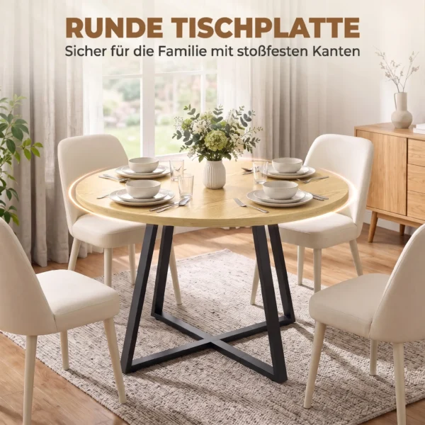 Ronde Eettafel Voor 4 Personen Ronde Keukentafel Stalen Frame 100cm Natuur Zwart