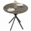 Ronde Keukentafel, 80 Cm, Compact Tafelblad, Spaanplaat, Metaal, Bruin