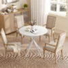 Ronde Keukentafel, 80 Cm, Compact Tafelblad, Spaanplaat, Metaal, Wit