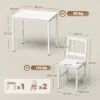 Ruimtebesparende Eetgroep, Rechthoekige Keukentafel Met 2 Stoelen, Wit