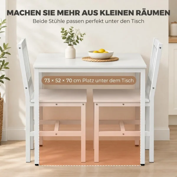Ruimtebesparende Eetgroep, Rechthoekige Keukentafel Met 2 Stoelen, Wit