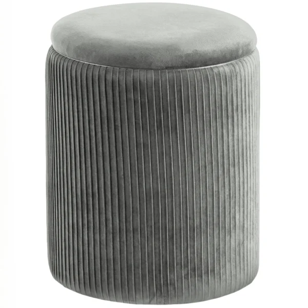 Runder Samt Sitzhocker Mit Stauraum Polsterhocker Fußhocker Mit Deckel 45 Cm Grau