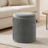 Runder Samt Sitzhocker Mit Stauraum Polsterhocker Fußhocker Mit Deckel 45 Cm Grau