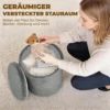 Runder Samt Sitzhocker Mit Stauraum Polsterhocker Fußhocker Mit Deckel 45 Cm Grau