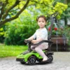 Rutschauto Met Duwstang 2 in 1 Glijdend Voertuig Met Stuurwiel Met Claxon Voetsteun Zitopbergruimte Groen