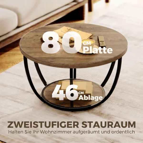 Salontafel Met 2 Niveaus, Woonkamertafel 80 X 80 X 43,8 Cm, Bruin/Zwart