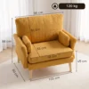 Samtgepolsterde Fauteuil, Extra Grote Accentstoel Met Houten Poten, Leesstoel Voor Woon En Slaapkamer, Geel
