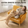 Samtgepolsterde Fauteuil, Extra Grote Accentstoel Met Houten Poten, Leesstoel Voor Woon En Slaapkamer, Geel