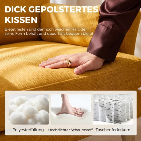 Samtgepolsterde Fauteuil, Extra Grote Accentstoel Met Houten Poten, Leesstoel Voor Woon En Slaapkamer, Geel