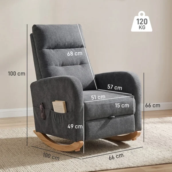 Schaukelstuhl Mit Ausziehbarer Fußstütze Als Ergonomischer Stillsessel Mit Hoher Rückenlehne In Grau