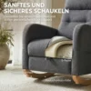 Schaukelstuhl Mit Ausziehbarer Fußstütze Als Ergonomischer Stillsessel Mit Hoher Rückenlehne In Grau