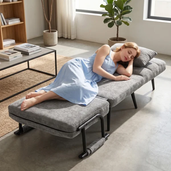 Schlafsessel 3 In 1 Opvouwbare Stoel Met Slaapfunctie, 186 X 60 Cm Schlafsessel Met 5 traps Verstelbare Rugleuning