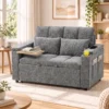 Schlafsofa 2 Sitzer Mit Verstellbarer Rückenlehne Schlafcouch Mit 2 Kissen 136x190 Cm Grau