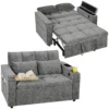 Schlafsofa 2 Sitzer Mit Verstellbarer Rückenlehne Schlafcouch Mit 2 Kissen 136x190 Cm Grau