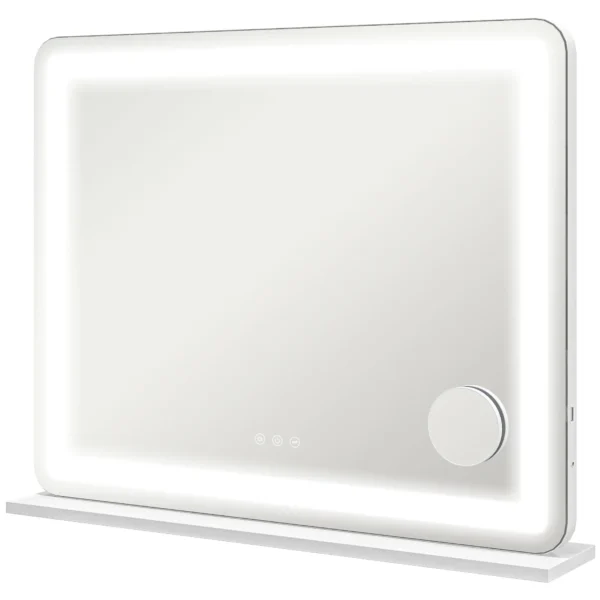 Schminkspiegel Met LED verlichting 80x60 Cm, Cosmetische Spiegel Met 3 Lichtkleuren, USB oplaadfunctie, 10X Vergroting