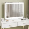 Schminkspiegel Met LED verlichting 80x60 Cm, Cosmetische Spiegel Met 3 Lichtkleuren, USB oplaadfunctie, 10X Vergroting