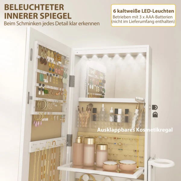 Schmuckschrank Mit 360° Schwenkfuß, Beleuchtetem Innenspiegel