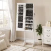 Schmuckschrank Mit Spiegel, LED Freistehend, Schmuck Spiegelschrank Mit Ganzkörperspiegel, 149 Cm, Weiß