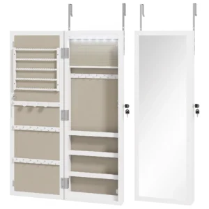 Schmuckschrank Spiegel LED Wandmontage Schmuckschrank Ganzkörperspiegel 106,7cm Weiß