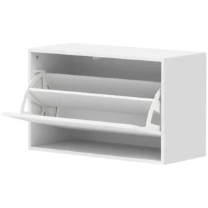 Schoenenkast Met 2 Kleppen, Hangende Schoenenkast Met Plank, Smal Schoenenrek Voor 6 Paar Schoenen 70 X 30 X 43 Cm, Wit