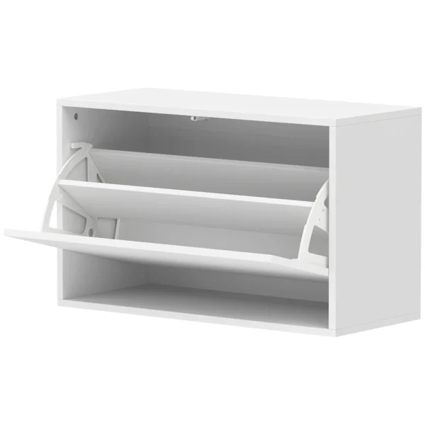 Schoenenkast Met 2 Kleppen, Hangende Schoenenkast Met Plank, Smal Schoenenrek Voor 6 Paar Schoenen 70 X 30 X 43 Cm, Wit