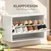 Schoenenkast Met 2 Kleppen, Hangende Schoenenkast Met Plank, Smal Schoenenrek Voor 6 Paar Schoenen 70 X 30 X 43 Cm, Wit