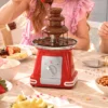 Schokoladenbrunnen Aus Edelstahl, 3 Ebenen, 270 Ml Elektrisches Fondue Set Mit Heizbasis Für Partys, Rot