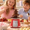 Schokoladenbrunnen Aus Edelstahl, 3 Ebenen, 270 Ml Elektrisches Fondue Set Mit Heizbasis Für Partys, Rot