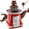 Schokoladenbrunnen Aus Edelstahl, 3 Ebenen, 270 Ml Elektrisches Fondue Set Mit Heizbasis Für Partys, Rot