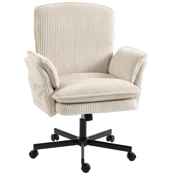 Schreibtischstuhl Mit Klappbaren Armlehnen Bürostuhl Mit Rollen In Beige